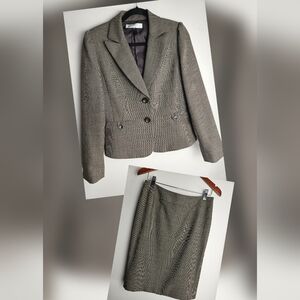 Tahari Arthur S. Levine Sz 6 Brown Lined Blazer & Skirt Set